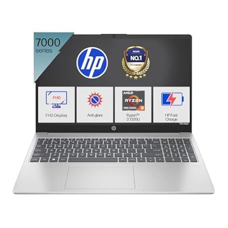 HP 15, AMD Ryzen 3 7320U (8GB LPDDR5, 512GB SSD) FHD, Anti-Glare, Micro-Edge, 15.6"/39.6cm, Win 11, Office 21, Silver, 1.59kg, fc0154AU, AMD Radeon Graphics, 1080p FHD Camera Laptop